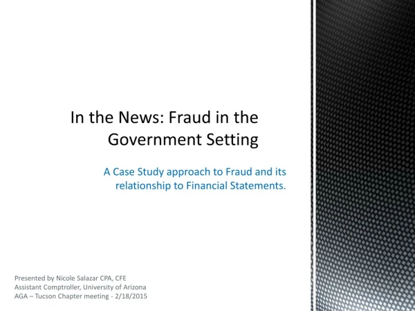 In the News: Fraud in the Government Setting
