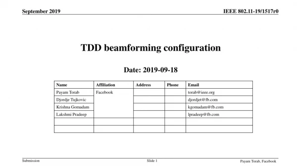 TDD beamforming configuration