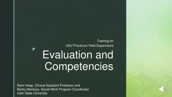 Evaluation and Competencies
