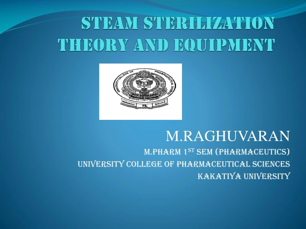 steam sterilization theory and equipment