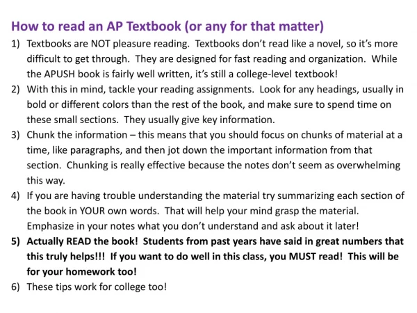 How to read an AP textbook