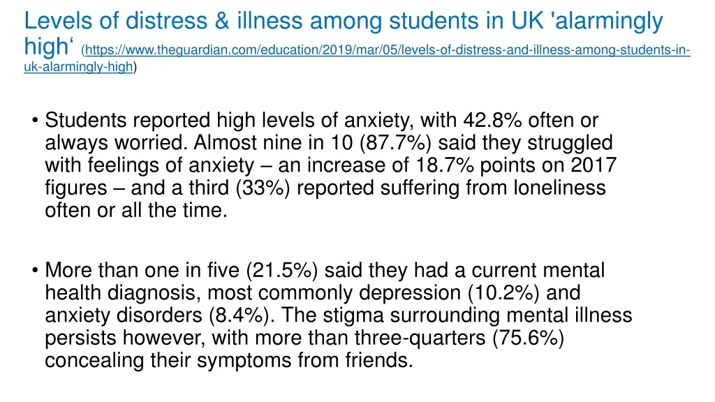 levels of distress illness among students