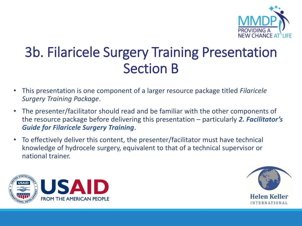 3b filaricele surgery training presentation section b