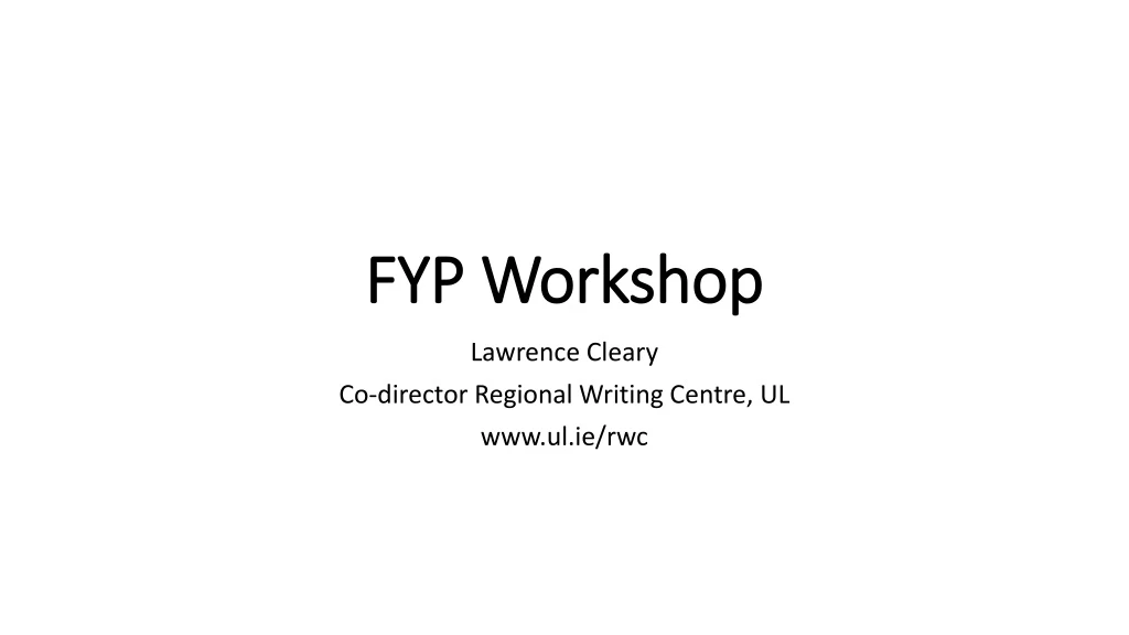 fyp workshop