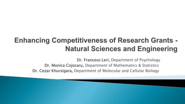 Enhancing Competitiveness of Research Grants - Natural Sciences and Engineering