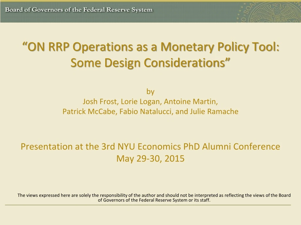 on rrp operations as a monetary policy tool some