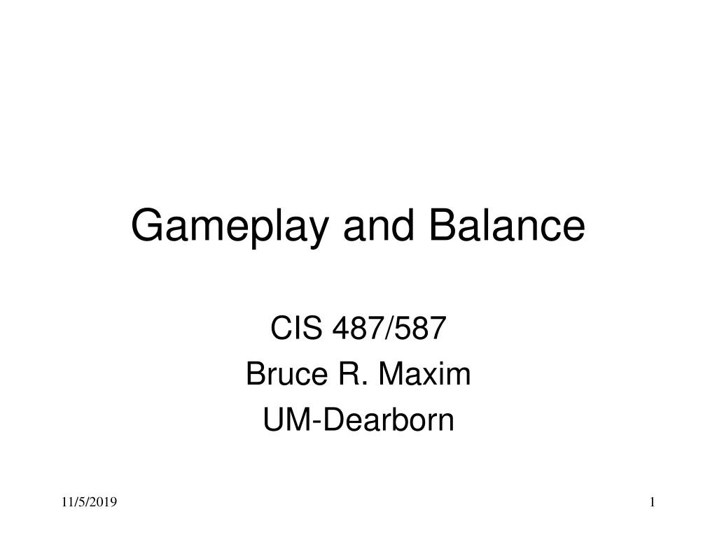 gameplay and balance