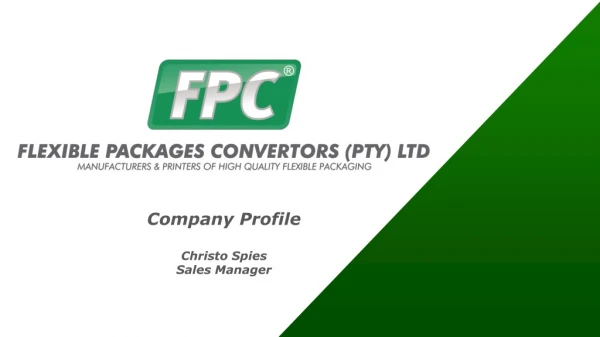 Company Profile Christo Spies Sales Manager
