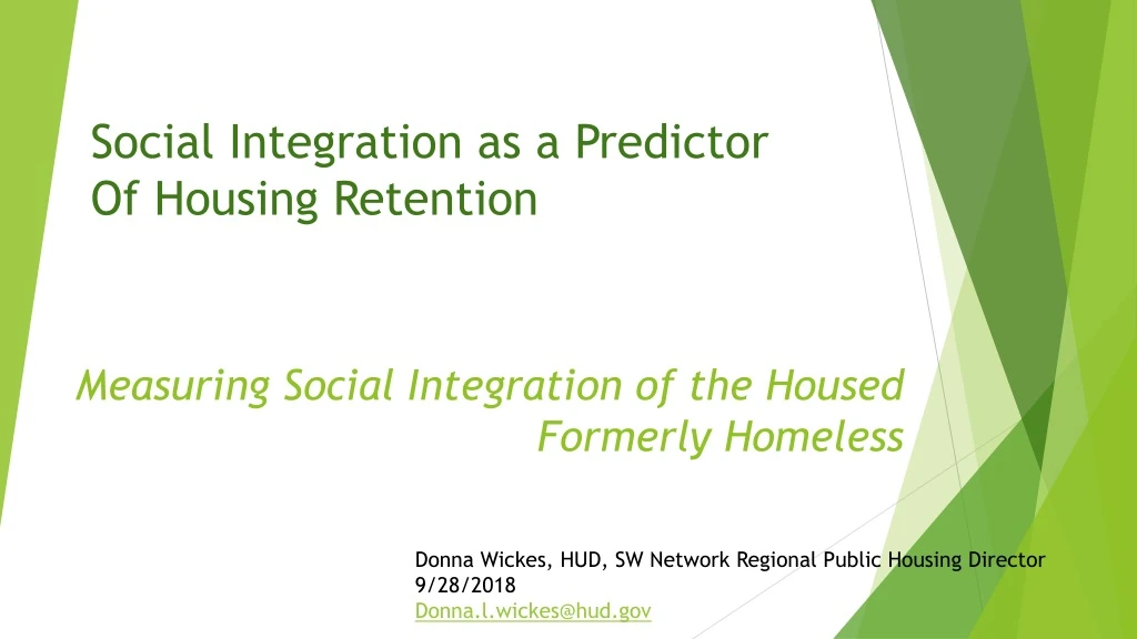 measuring social integration of the housed formerly homeless