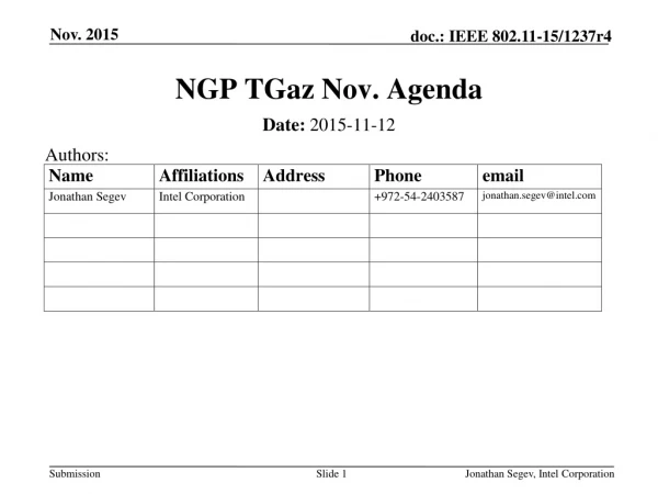 NGP TGaz Nov. Agenda