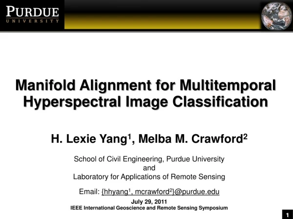 Manifold Alignment for Multitemporal Hyperspectral Image Classification