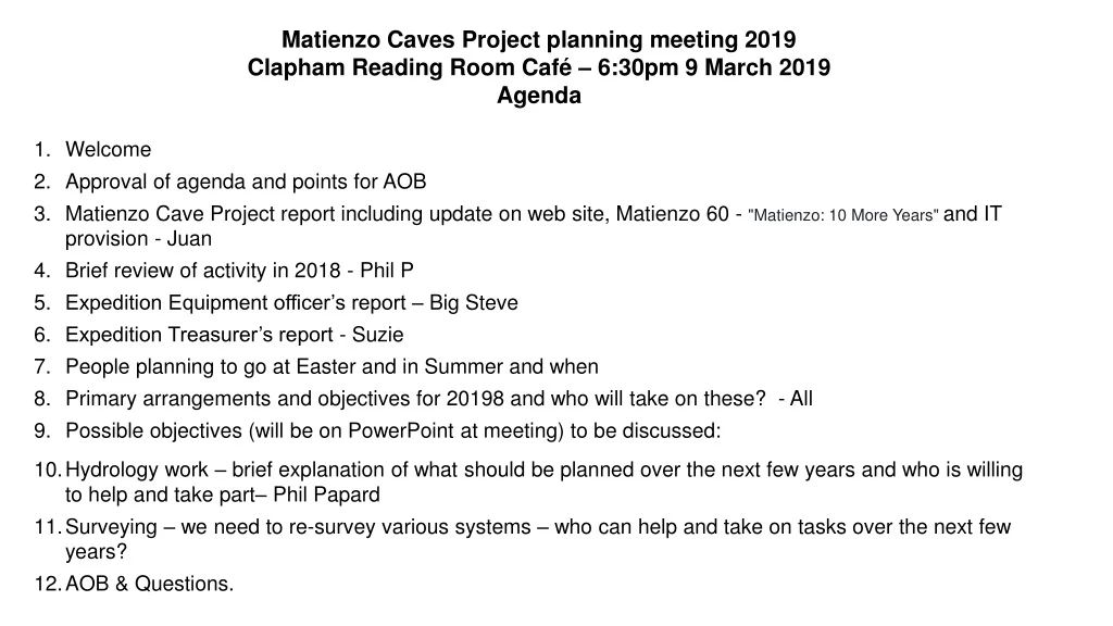 matienzo caves project planning meeting 2019