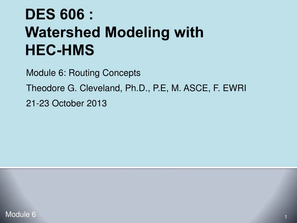 des 606 watershed modeling with hec hms