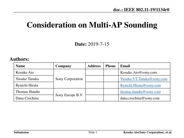 Consideration on Multi-AP Sounding
