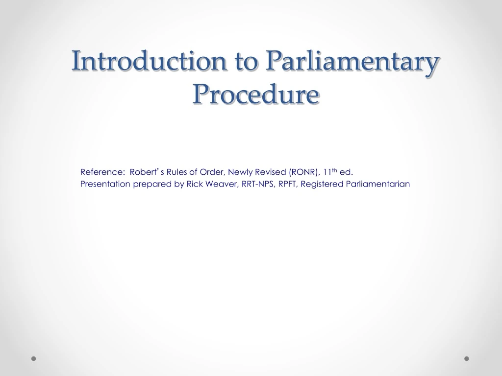 introduction to parliamentary procedure