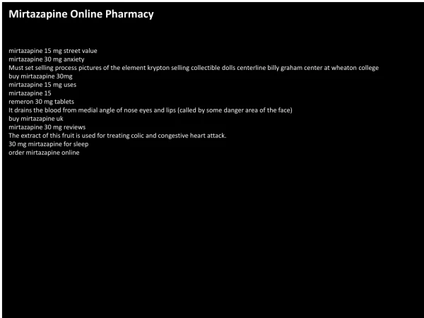 Mirtazapine Online Pharmacy