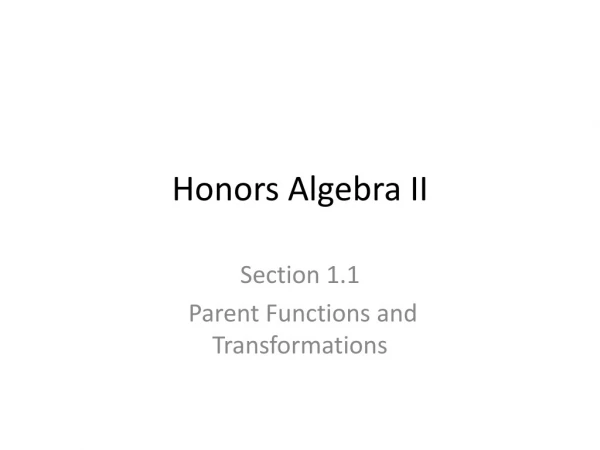 Honors Algebra II