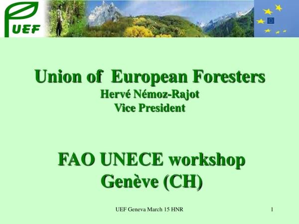 Union of European Foresters Hervé Némoz-Rajot Vice President