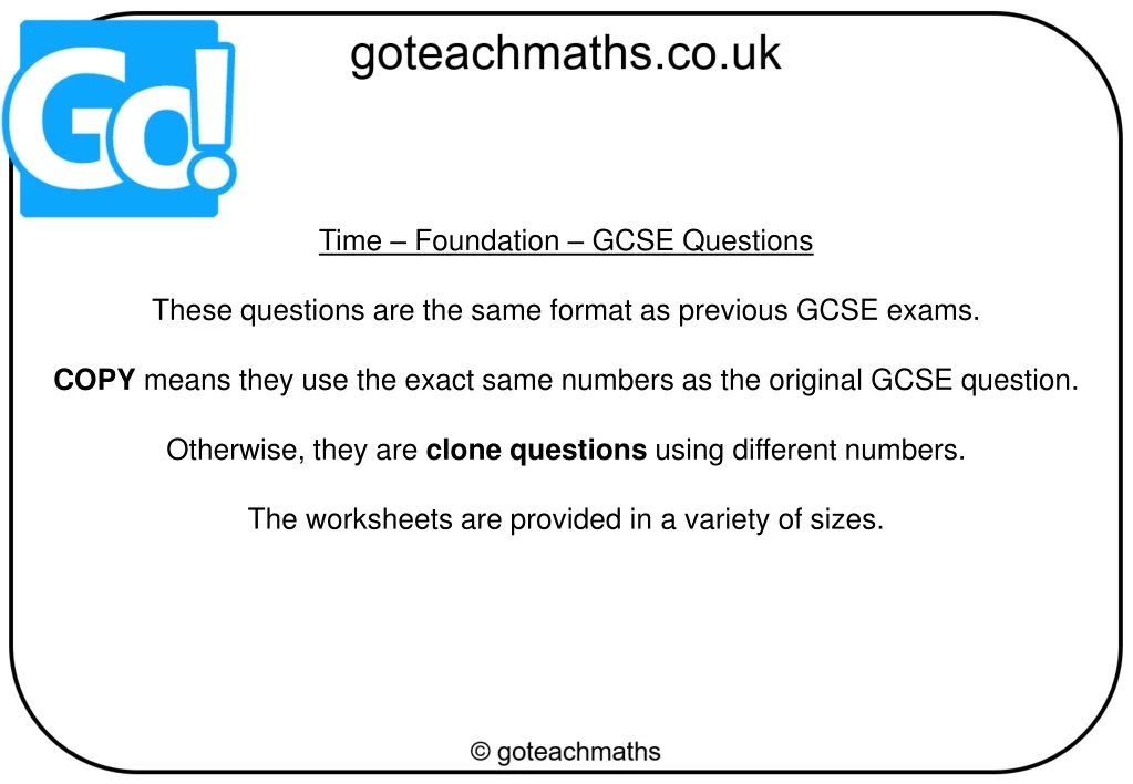 time foundation gcse questions these questions