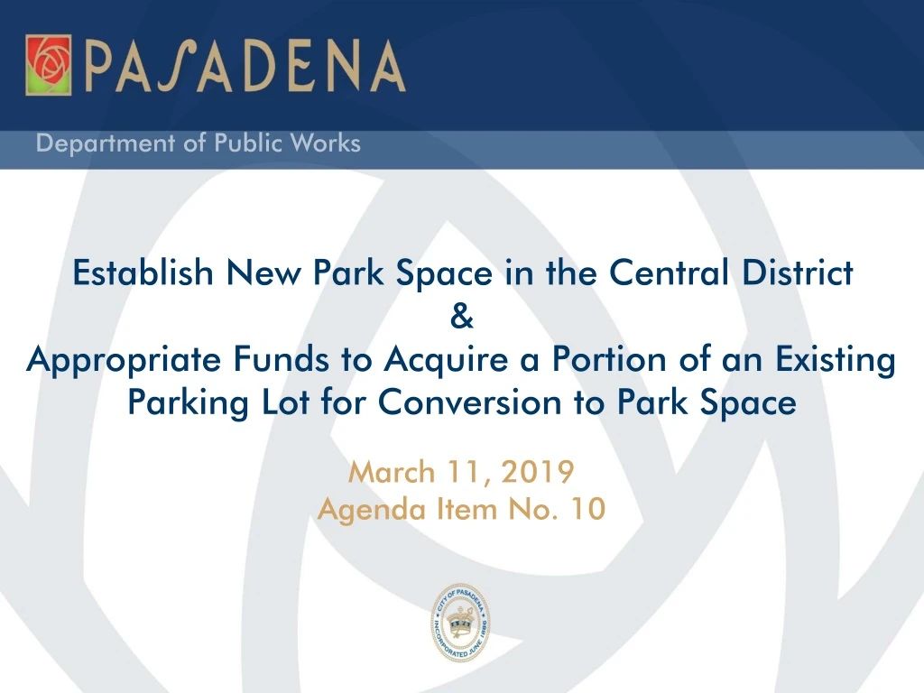 establish new park space in the central district