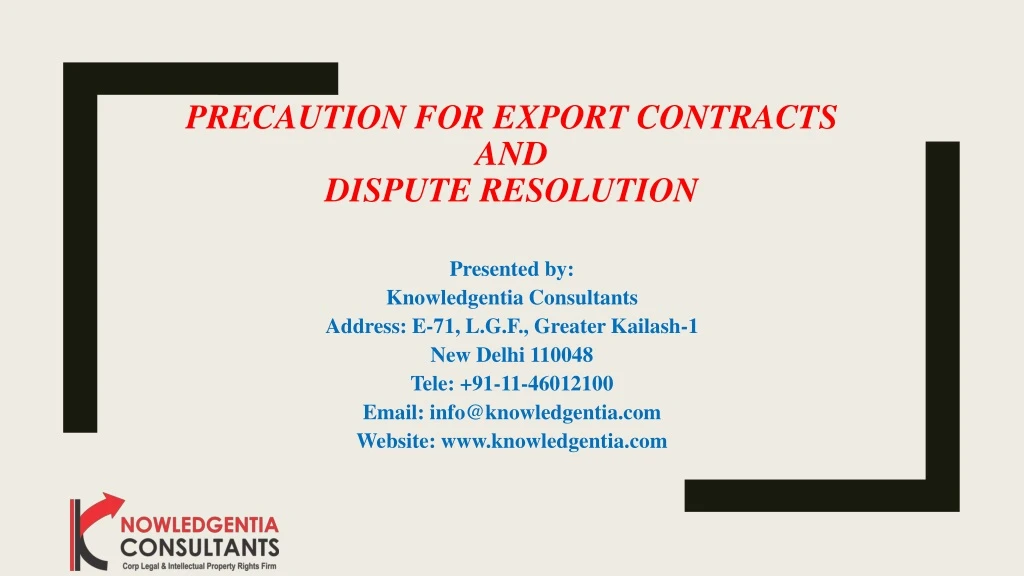 precaution for export contracts and dispute resolution