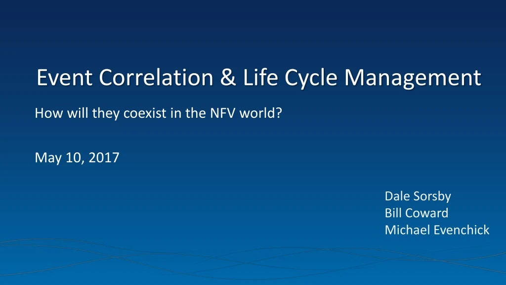 event correlation life cycle management