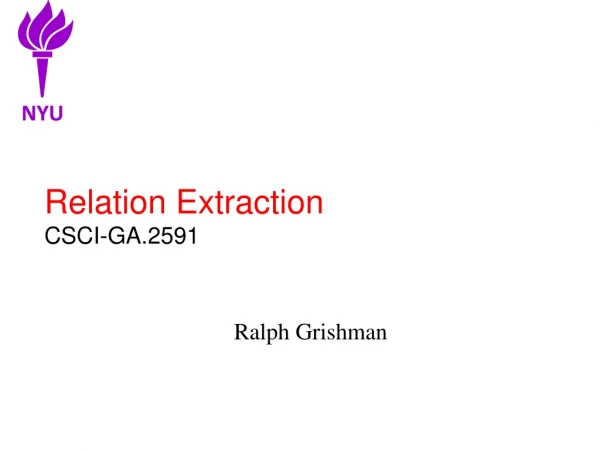 Relation Extraction CSCI-GA.2591
