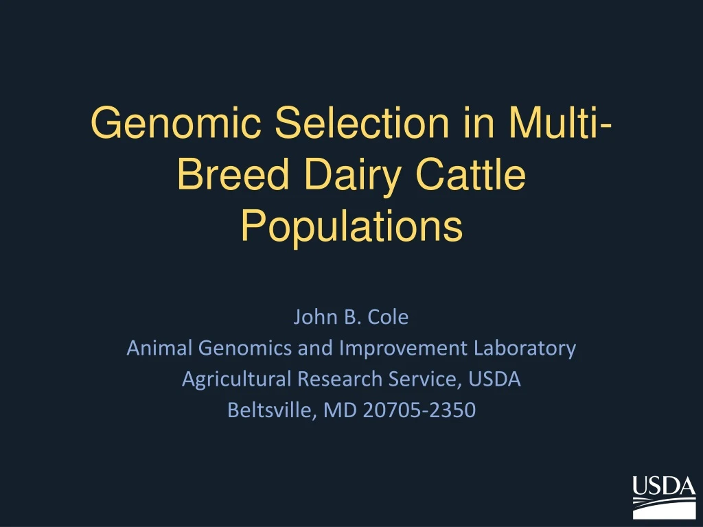 genomic selection in multi breed dairy cattle populations