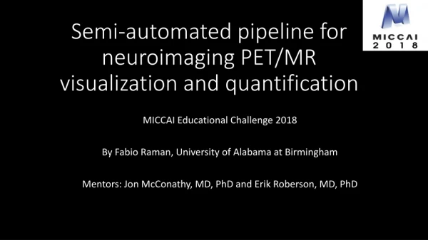 Semi-automated pipeline for neuroimaging PET/MR visualization and quantification