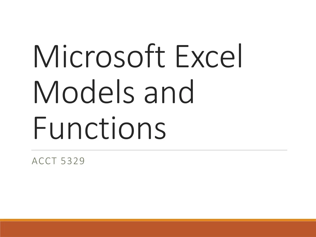 microsoft excel models and functions