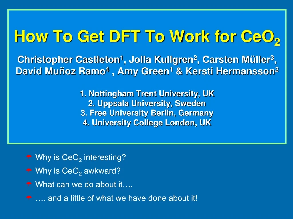 how to get dft to work for ceo 2 christopher