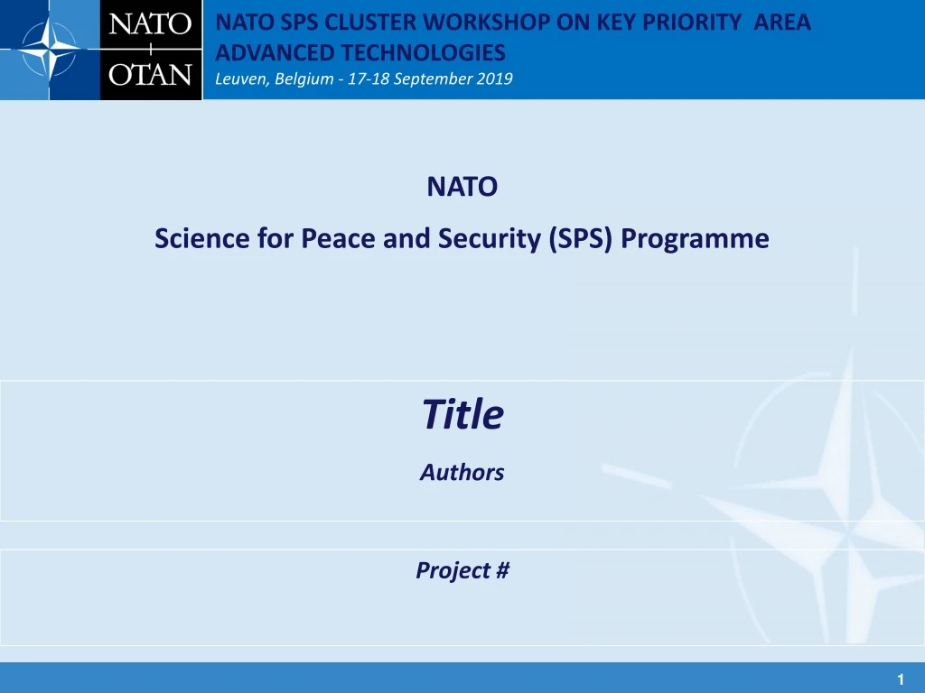 nato sps cluster workshop on key priority area