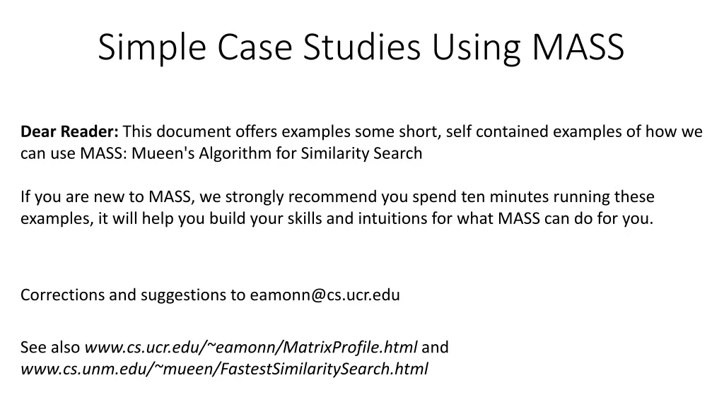 simple case studies using mass