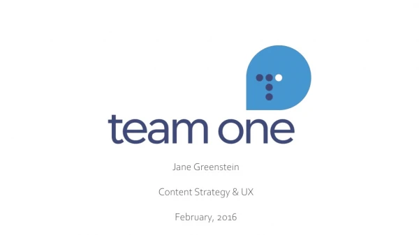 Jane Greenstein Content Strategy &amp; UX February, 2016