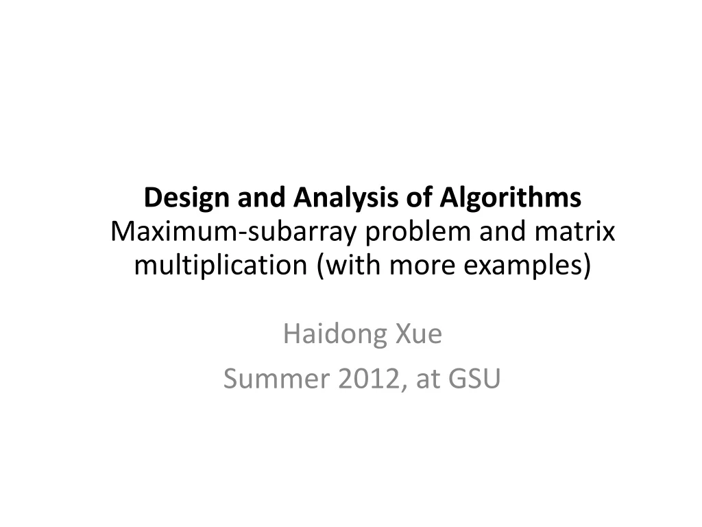 design and analysis of algorithms maximum