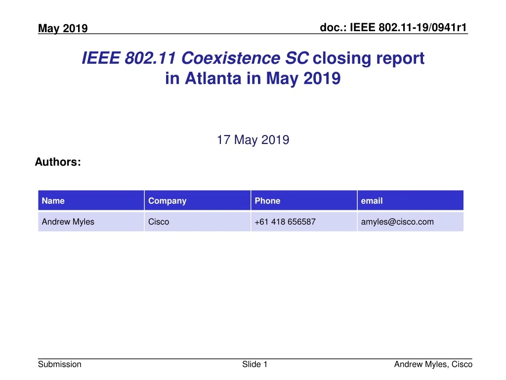 ieee 802 11 coexistence sc closing report in atlanta in may 2019