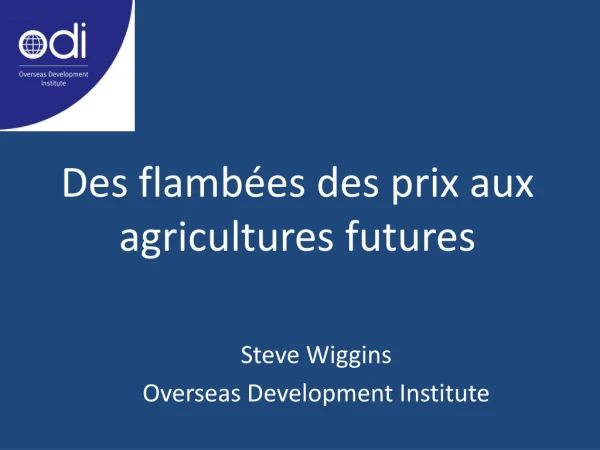 Des flambées des prix aux agricultures futures