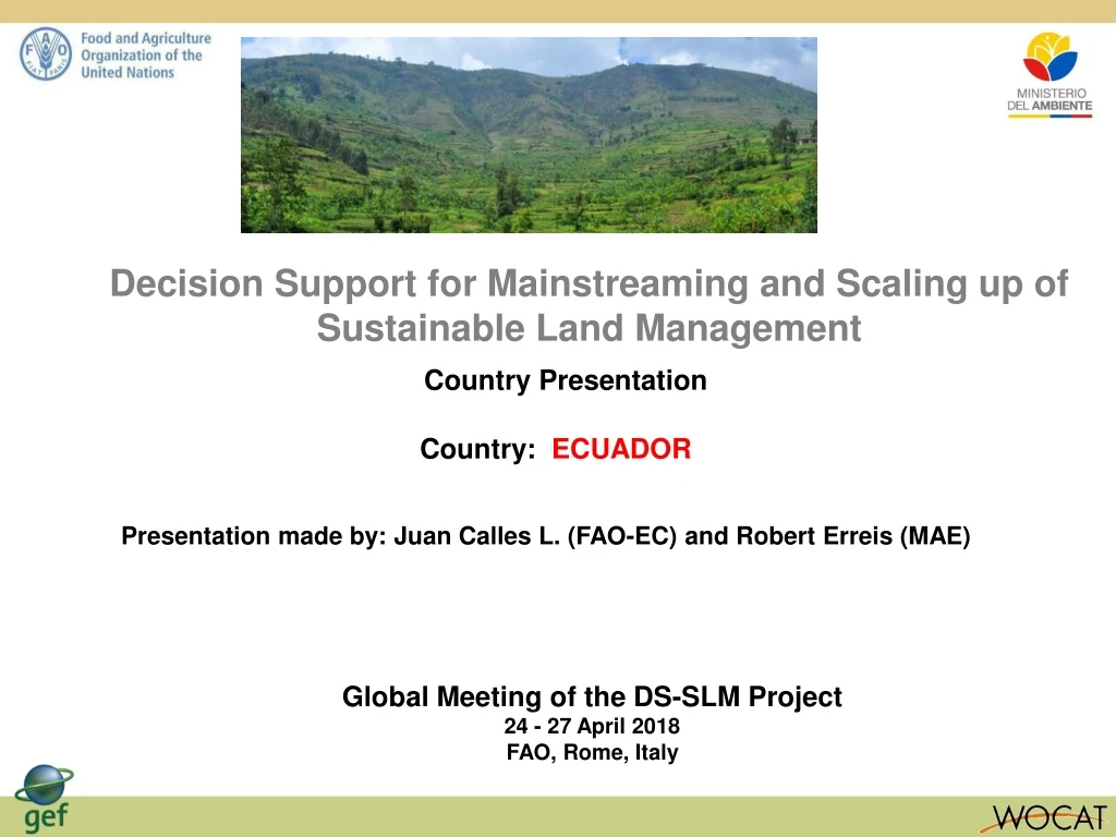 decision support for mainstreaming and scaling up of sustainable land management