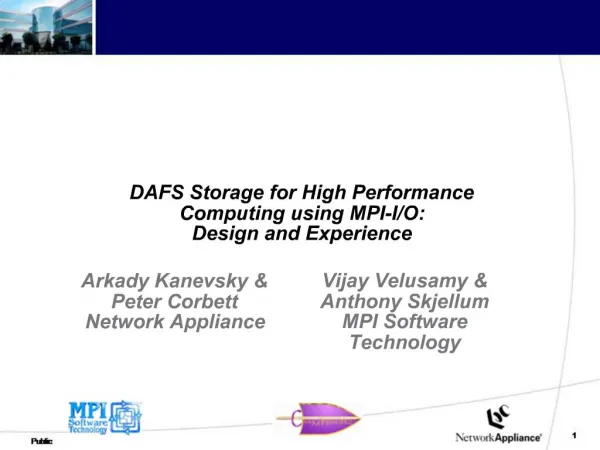 DAFS Storage for High Performance Computing using MPI-I