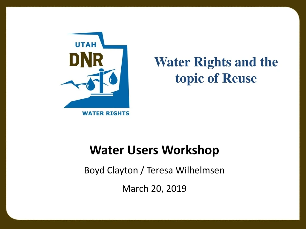 water rights and the topic of reuse