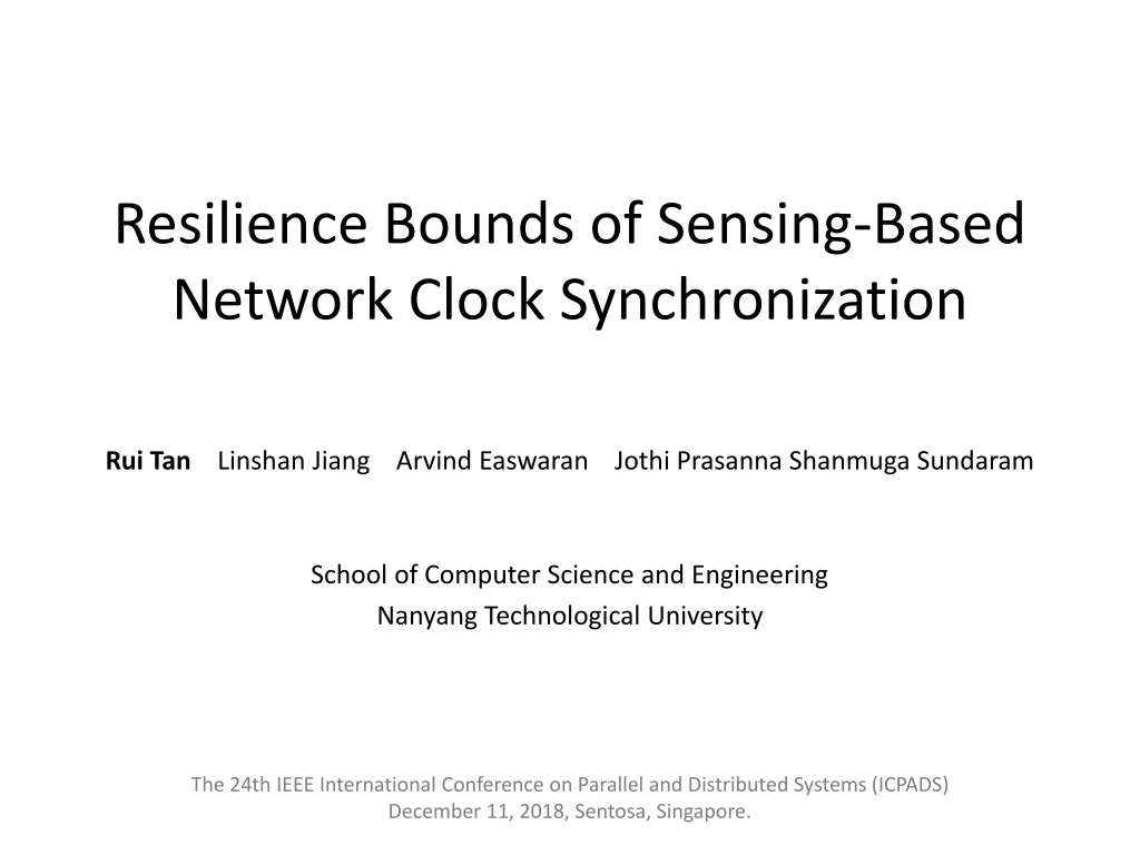 resilience bounds of sensing based network clock synchronization