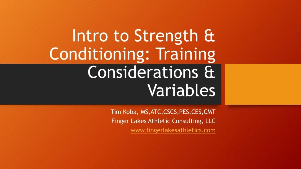 intro to strength conditioning training considerations variables