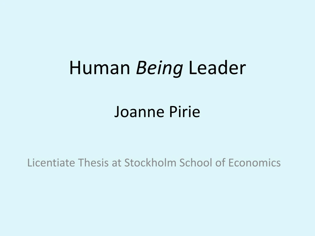 human being leader joanne pirie