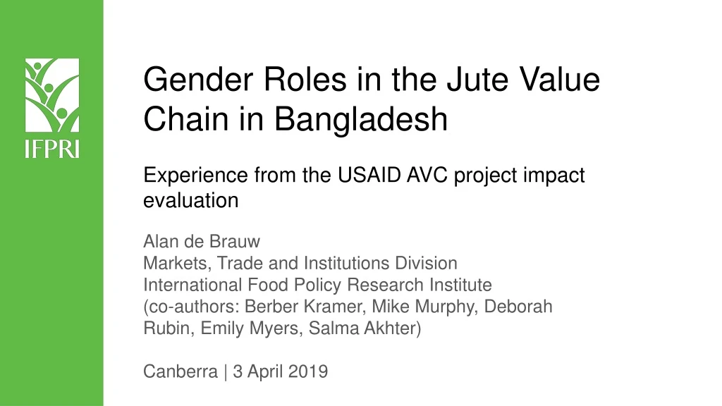 gender roles in the jute value chain in bangladesh