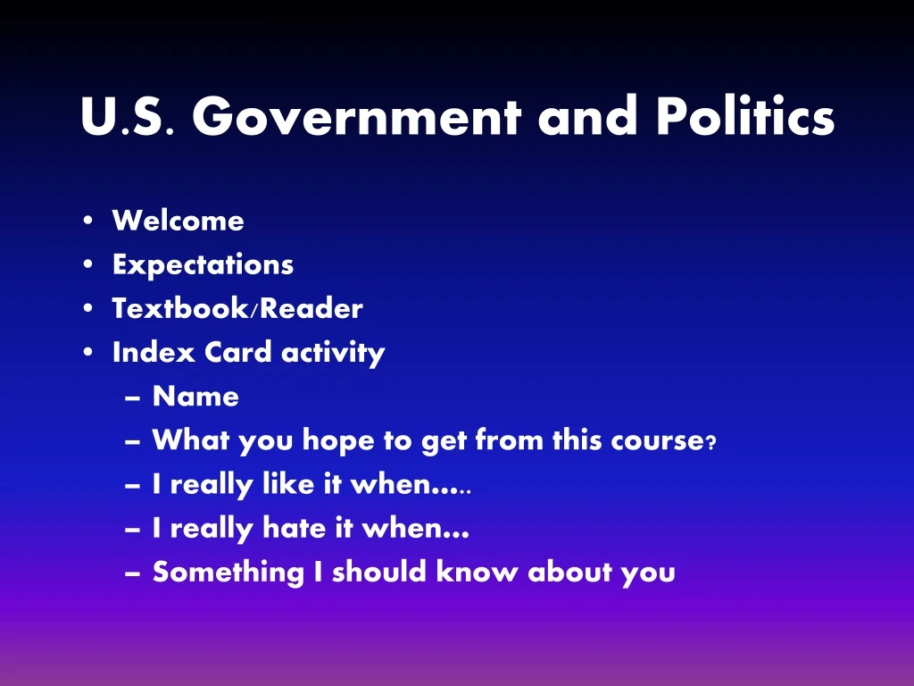 u s government and politics