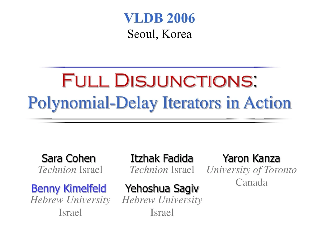 full disjunctions polynomial delay iterators in action