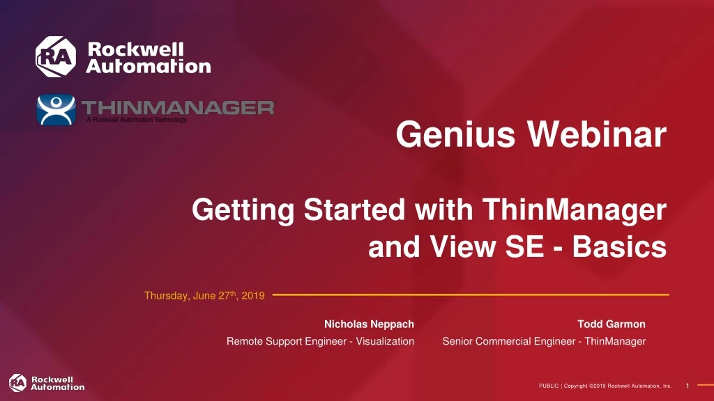 genius webinar getting started with thinmanager and view se basics