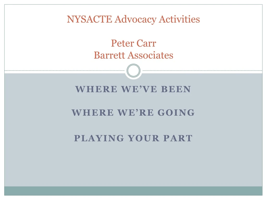 nysacte advocacy activities peter carr barrett associates