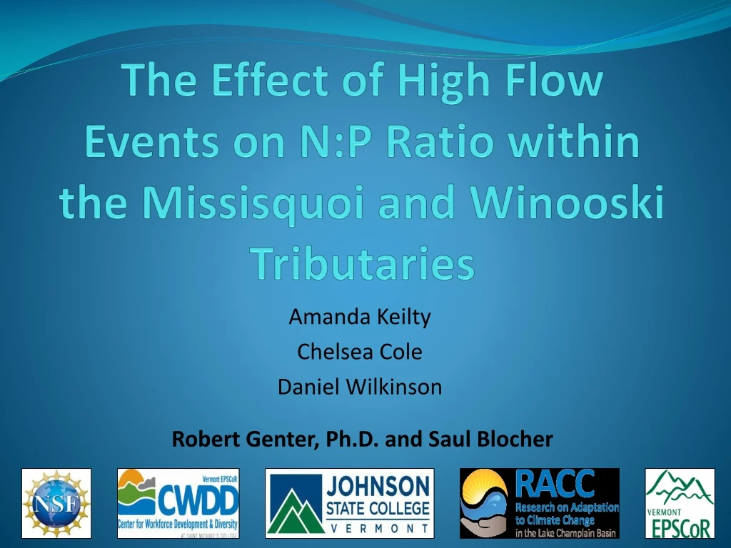 the effect of high flow events on n p ratio within the missisquoi and winooski tributaries