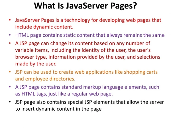 What Is JavaServer Pages?